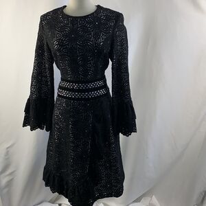 Erotokritos.Paris Black Lace Dress with ruffle trim.